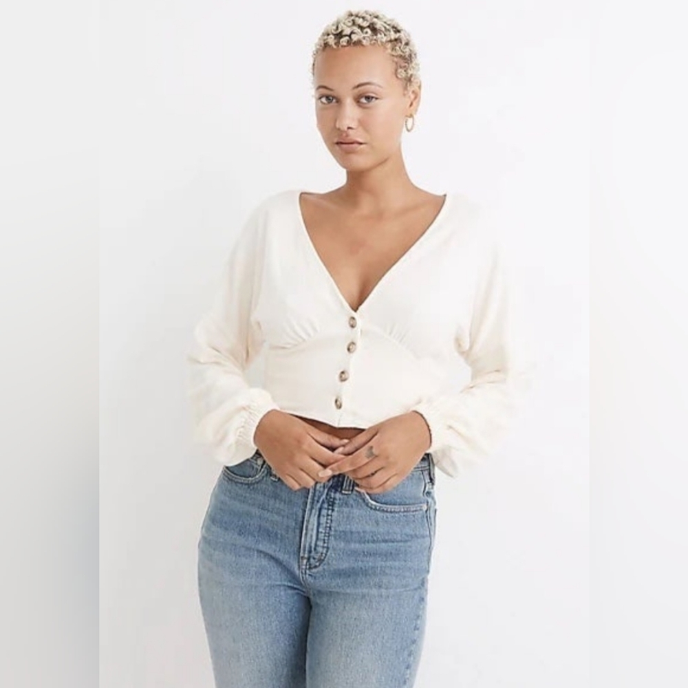 Madewell cropped deep v shirt